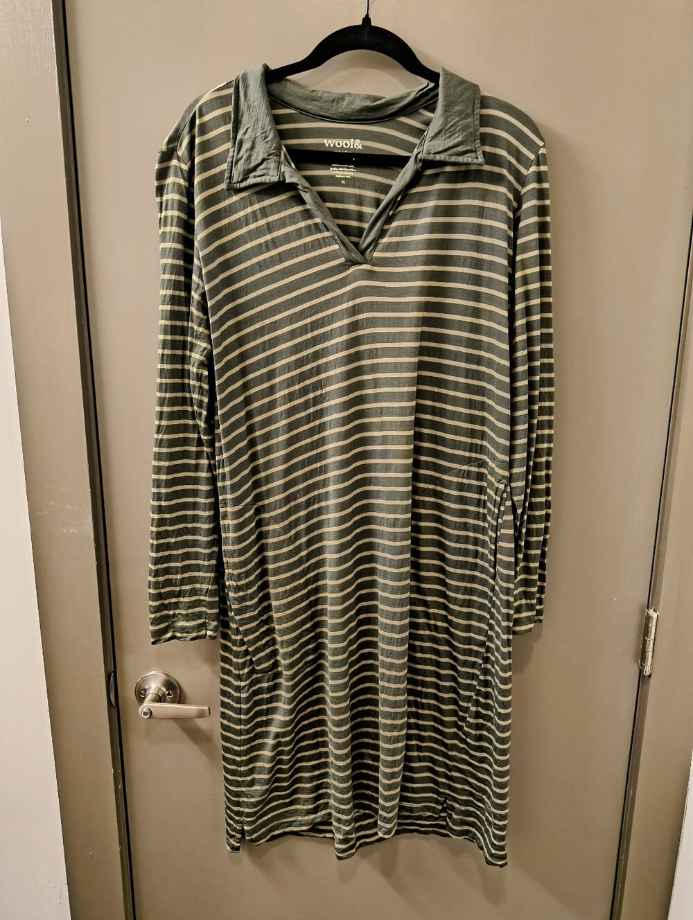 Wool& Bristol Dress Green Stripe Size L